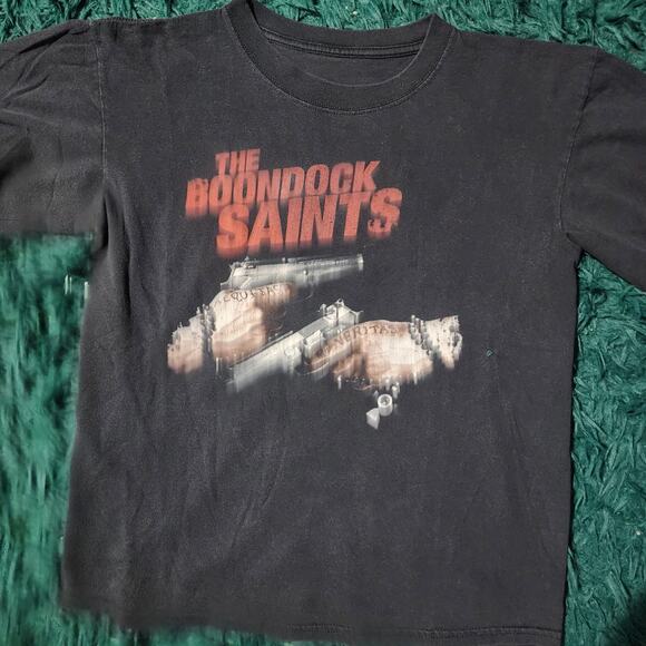 Vintage The Boondock Saints Movie T-Shirt Guns & Prayer Hands Graphic Black M - Picture 1 of 4